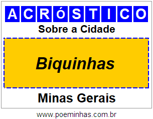 Acróstico Para Imprimir Sobre a Cidade Biquinhas