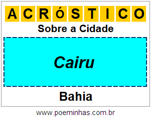 Acróstico Para Imprimir Sobre a Cidade Cairu