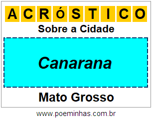 Acróstico Para Imprimir Sobre a Cidade Canarana