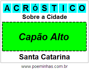 Acróstico Para Imprimir Sobre a Cidade Capão Alto