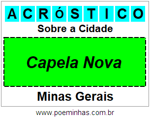 Acróstico Para Imprimir Sobre a Cidade Capela Nova