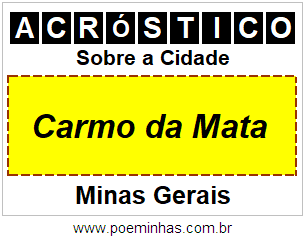 Acróstico Para Imprimir Sobre a Cidade Carmo da Mata