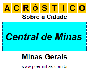 Acróstico Para Imprimir Sobre a Cidade Central de Minas