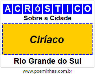 Acróstico Para Imprimir Sobre a Cidade Ciríaco