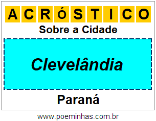 Acróstico Para Imprimir Sobre a Cidade Clevelândia