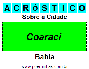 Acróstico Para Imprimir Sobre a Cidade Coaraci