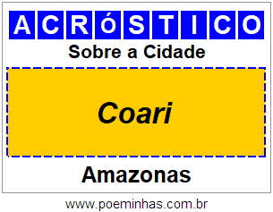 Acróstico Para Imprimir Sobre a Cidade Coari