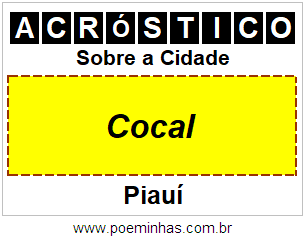 Acróstico Para Imprimir Sobre a Cidade Cocal