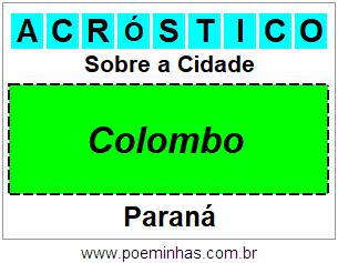 Acróstico Para Imprimir Sobre a Cidade Colombo