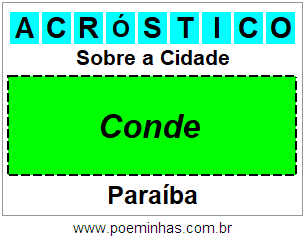 Acróstico Para Imprimir Sobre a Cidade Conde