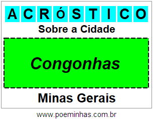 Acróstico Para Imprimir Sobre a Cidade Congonhas