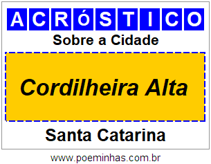 Acróstico Para Imprimir Sobre a Cidade Cordilheira Alta