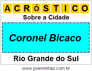 Acróstico Para Imprimir Sobre a Cidade Coronel Bicaco