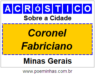 Acróstico Para Imprimir Sobre a Cidade Coronel Fabriciano