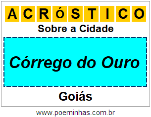 Acróstico Para Imprimir Sobre a Cidade Córrego do Ouro