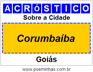 Acróstico Para Imprimir Sobre a Cidade Corumbaíba