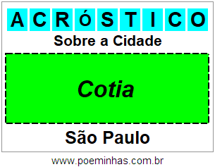 Acróstico Para Imprimir Sobre a Cidade Cotia