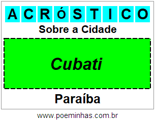 Acróstico Para Imprimir Sobre a Cidade Cubati