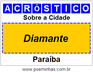 Acróstico Para Imprimir Sobre a Cidade Diamante