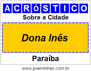 Acróstico Para Imprimir Sobre a Cidade Dona Inês