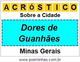 Acróstico Para Imprimir Sobre a Cidade Dores de Guanhães