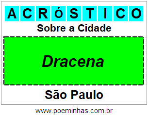 Acróstico Para Imprimir Sobre a Cidade Dracena