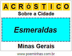 Acróstico Para Imprimir Sobre a Cidade Esmeraldas