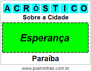 Acróstico Para Imprimir Sobre a Cidade Esperança