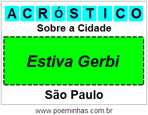 Acróstico Para Imprimir Sobre a Cidade Estiva Gerbi