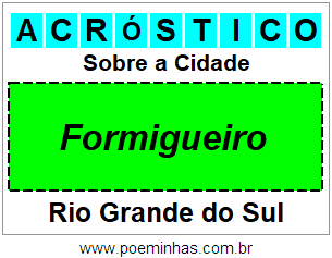 Acróstico Para Imprimir Sobre a Cidade Formigueiro