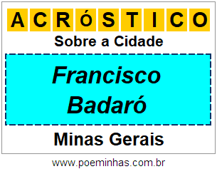 Acróstico Para Imprimir Sobre a Cidade Francisco Badaró