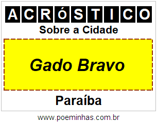 Acróstico Para Imprimir Sobre a Cidade Gado Bravo