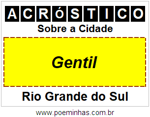 Acróstico Para Imprimir Sobre a Cidade Gentil