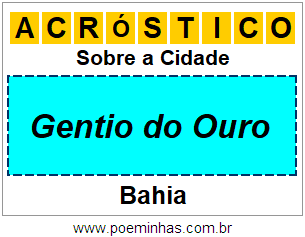 Acróstico Para Imprimir Sobre a Cidade Gentio do Ouro