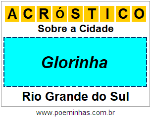 Acróstico Para Imprimir Sobre a Cidade Glorinha