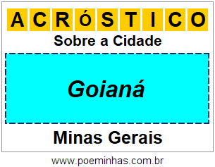 Acróstico Para Imprimir Sobre a Cidade Goianá