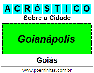 Acróstico Para Imprimir Sobre a Cidade Goianápolis