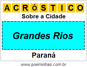 Acróstico Para Imprimir Sobre a Cidade Grandes Rios