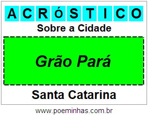 Acróstico Para Imprimir Sobre a Cidade Grão Pará