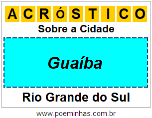 Acróstico Para Imprimir Sobre a Cidade Guaíba