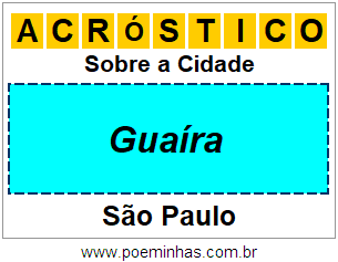 Acróstico Para Imprimir Sobre a Cidade Guaíra