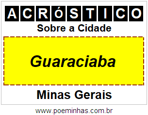 Acróstico Para Imprimir Sobre a Cidade Guaraciaba