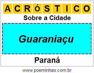 Acróstico Para Imprimir Sobre a Cidade Guaraniaçu