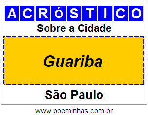 Acróstico Para Imprimir Sobre a Cidade Guariba