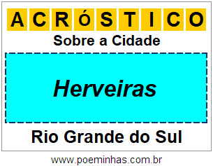 Acróstico Para Imprimir Sobre a Cidade Herveiras