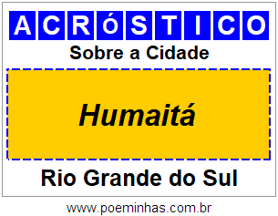 Acróstico Para Imprimir Sobre a Cidade Humaitá