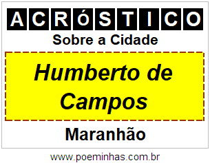 Acróstico Para Imprimir Sobre a Cidade Humberto de Campos