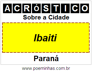 Acróstico Para Imprimir Sobre a Cidade Ibaiti