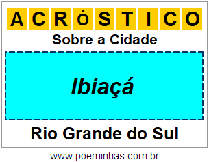 Acróstico Para Imprimir Sobre a Cidade Ibiaçá