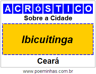 Acróstico Para Imprimir Sobre a Cidade Ibicuitinga